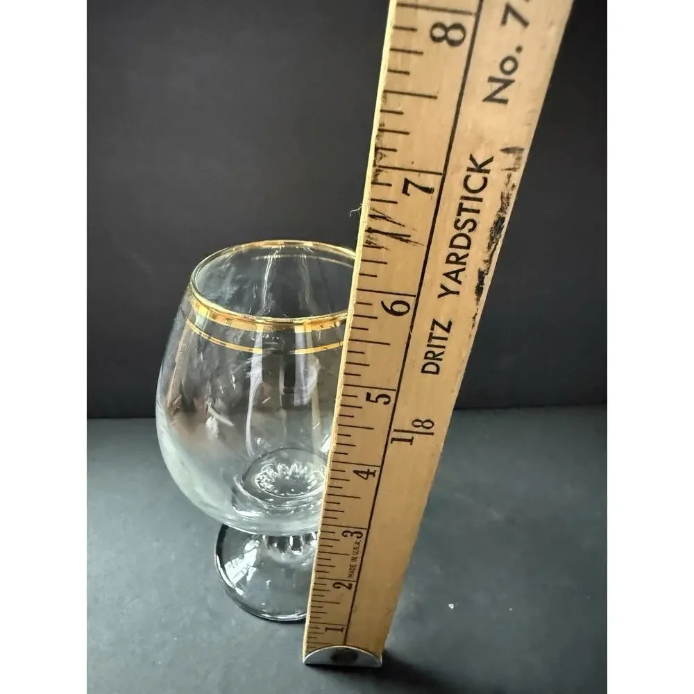 Valencia Crystal Hand Painted Brandy Sniffers 24 Karat Gold Double Rim Set (6)